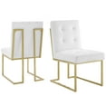 thumbnail image 1 of Side Dining Chair, Set of 2, Fabric, Metal Steel, Gold White, Modern Contemporary Urban Design, Kitchen Room Cafe Bistro Restaurant Hospitality, 1 of 4