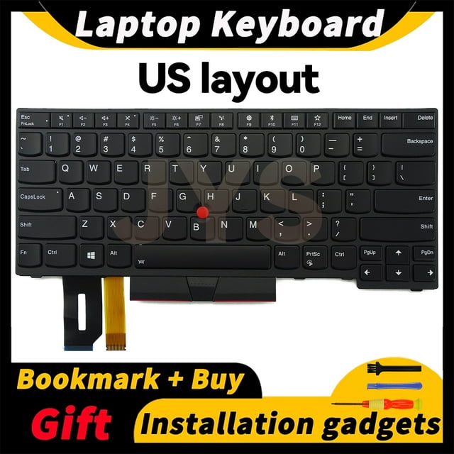 Laptop Replacement Keyboard for Lenovo ThinkPad E480 E490 L380 R480 T480S L490 T490 With backlight US/UK/Spanish/French layout US backlit