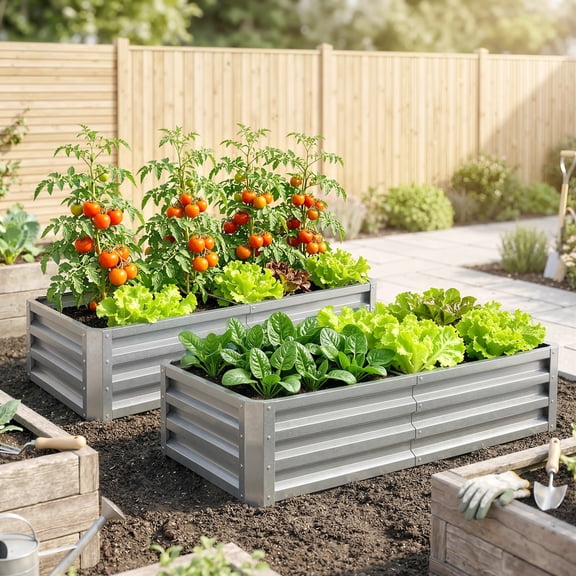 Outsunny 4' x 2' x 1' Galvanized Raised Garden Bed Planter Raised Bed with Steel Frame for Vegetables, Flowers, Plants and Herbs, Silver