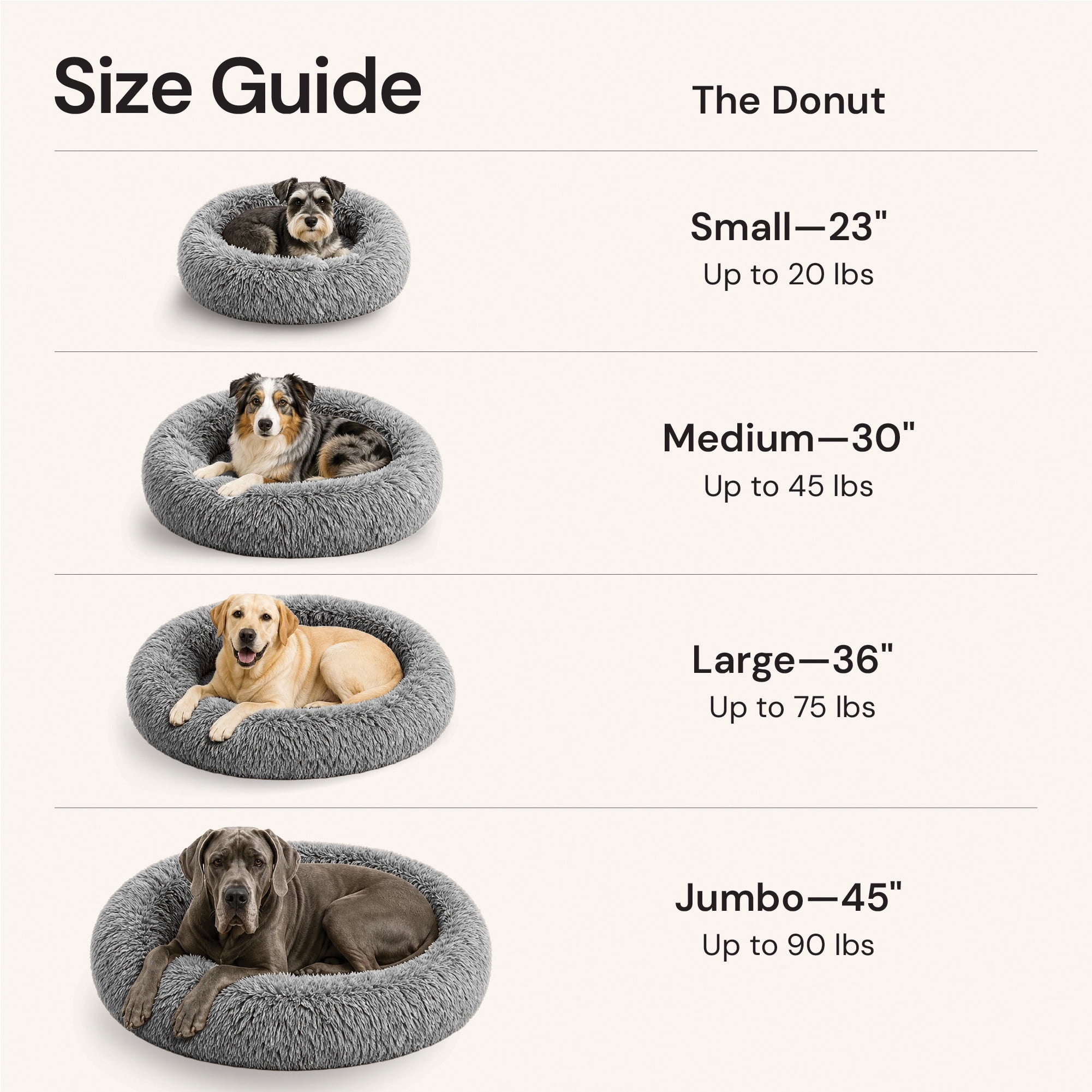 Furhaven 36" Round Calming Donut Dog Bed with Washable & Removable Cover & Bolster - Shaggy Plush Long Faux Fur Ball Bed - Mist Gray, For Dogs Up to 75 lbs, Large