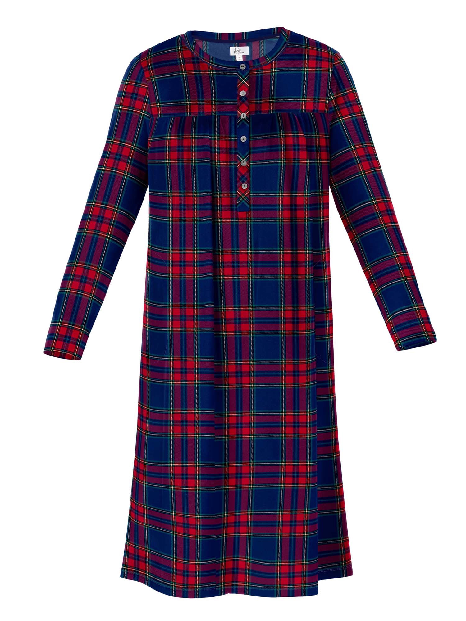 Aria Women’s Long Sleeve Stretch Velour 44" Sleepwear Nightgown, Sizes XS-5X