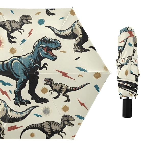 Dinosaur and Lightning Compact Sun Umbrella Windproof Travel Umbrellas for Rain Strong Portable UV Protection