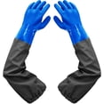 thumbnail image 1 of Guantes impermeables esmerilados - Guantes de goma alargados - Guantes de limpieza de estanques, puños elásticos con forro de flocado, para la industria química Agricultura Pesca Construcción TUNC Sencillez, 1 of 5