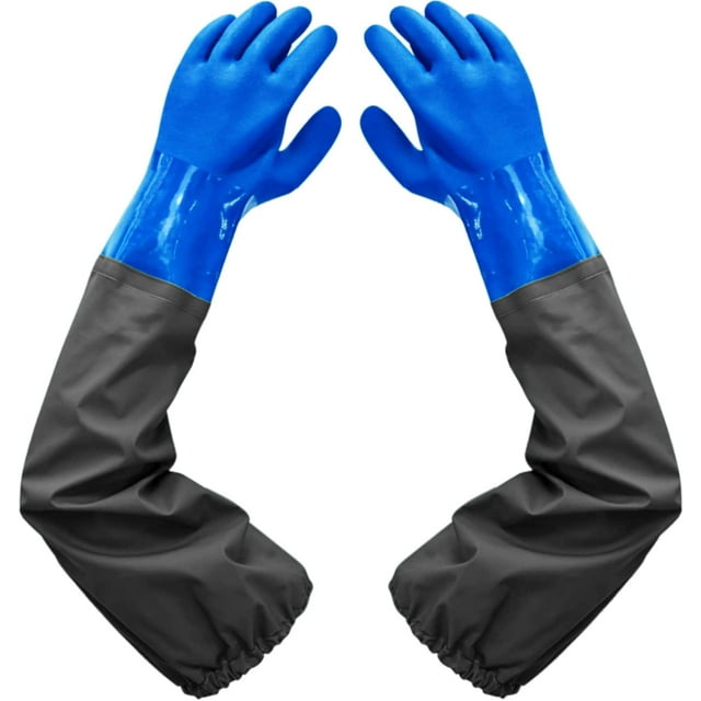 Guantes impermeables esmerilados - Guantes de goma alargados - Guantes de limpieza de estanques, puños elásticos con forro de flocado, para la industria química Agricultura Pesca Construcción TUNC Sencillez
