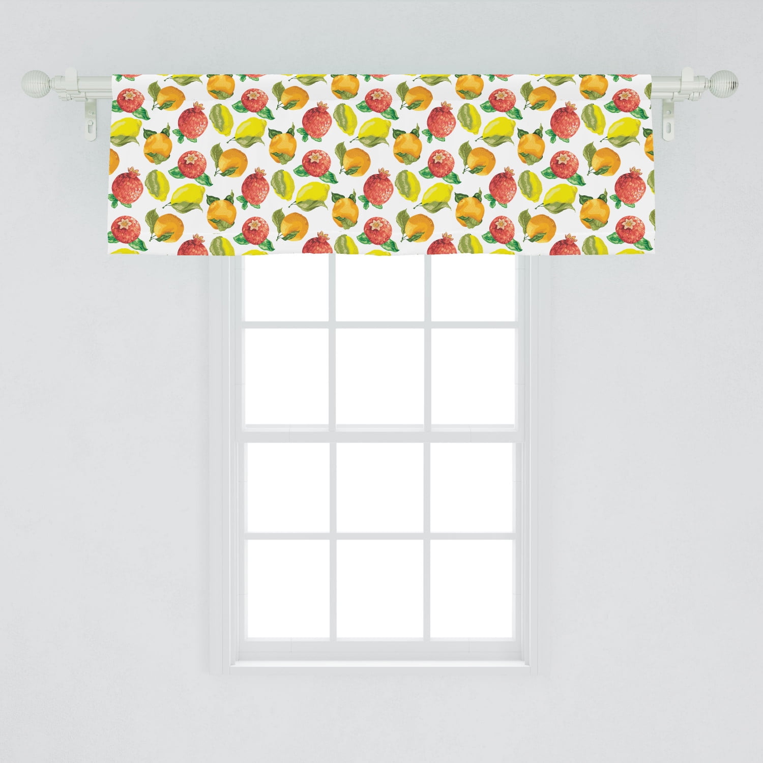 Fruit Window Valance, Vitamin C Pattern of Seasonal Orange Pomegranate