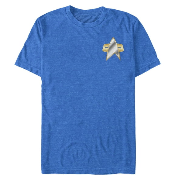 Men's Star Trek: Deep Space Nine Metal Communicator Badge Graphic Tee Royal Blue Heather Large
