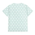 thumbnail image 5 of Lumtrix Girls Boho Print Shirts Summer Casual Polka Dot Short Sleeve Crewneck Tops with Pocket for 2-14 Years Mint Green 100, 5 of 5