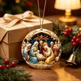 thumbnail image 2 of Nativity Scene Christmas Ornament, Round Acrylic Hanging Ornament, Double-Sided Print Birth of Jesus Scene, Religious Christmas Tree Decor, Faith Holiday Gift, 2 of 6