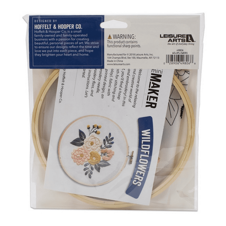 Leisure Arts Embroidery Kit 6 Wildflowers- embroidery kit for beginners - embroidery  kit for adults - cross stitch kits - cross stitch kits for beginners -  embroidery patterns 