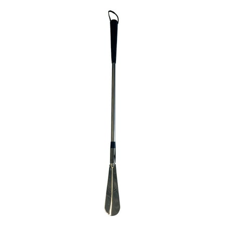 Deluxe Long 24 Inch Easy-On  Heavy Duty Shoe Horn With Premium Black Leather Grip and Comfort Flex