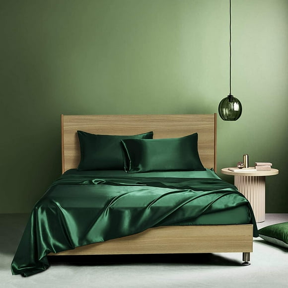 suxuMhao Bedding Sets Twin, 3-Piece Comfort Sets Twin Size with 1 Flat Sheet (66×96 in), 1 Fitted Sheet (39×75+14 in) & 1 Pillowcase (20×30 in), Bed Comforter Set, Dark Green