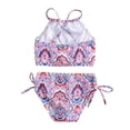 thumbnail image 3 of Xinhuaya Toddler Girls Swimsuits Swimwear Bathing Suit Beach Bikini Two Piece Tie Front Swimsiuts 1-6Y, 3 of 8
