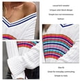thumbnail image 3 of Color Bolck suéter de punto con cuello en V manga larga Casual cómodo simple suéter blanco L, 3 of 6
