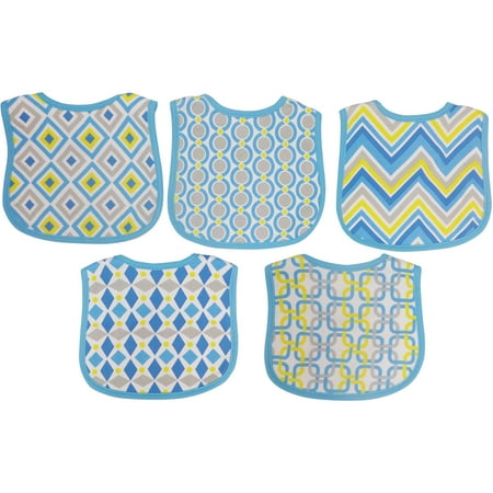 Making Miracles 5-Pack Terry Knit Bibs, Blue