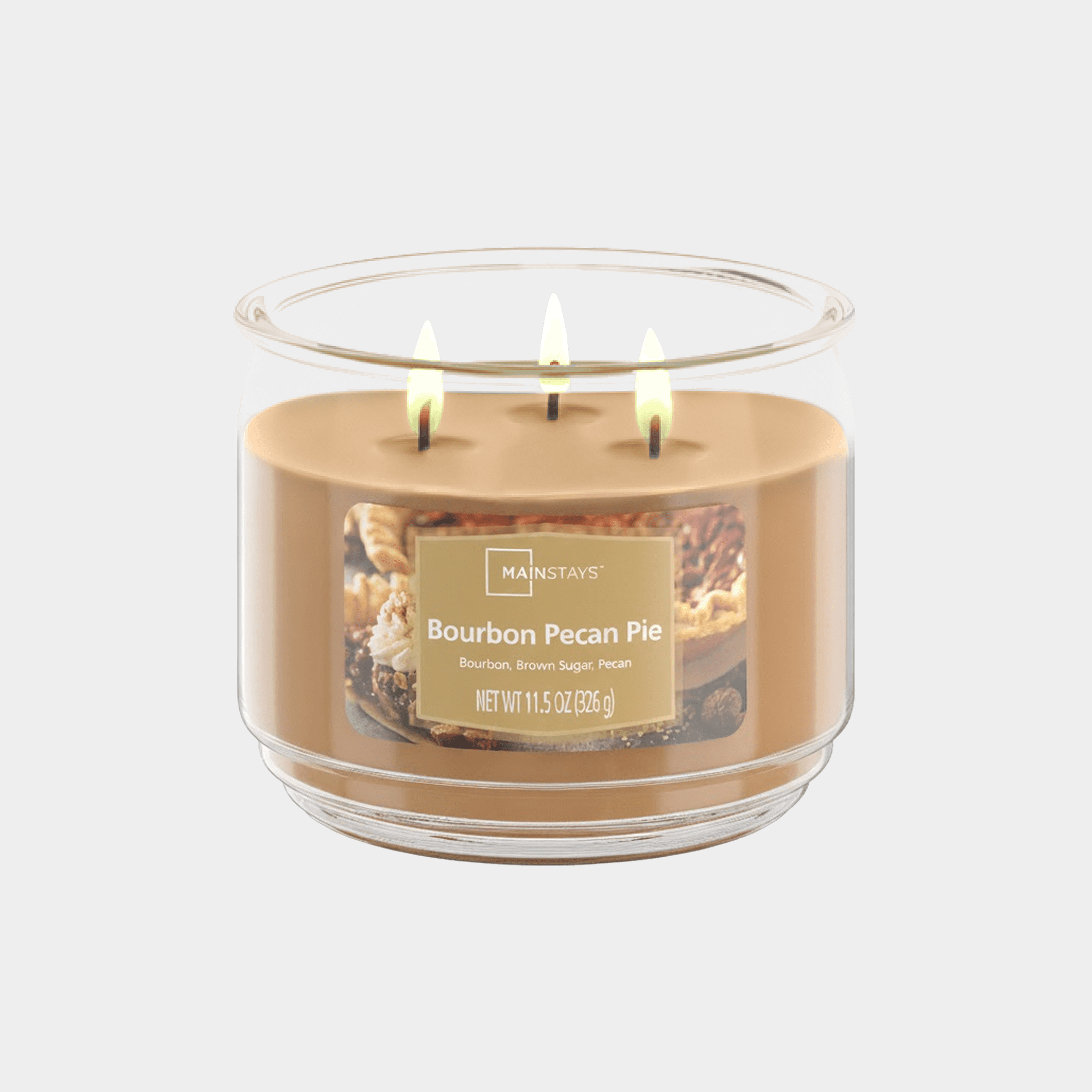 (2 pack) Mainstays Bourbon Pecan Pie 3-Wick Scented Glass Jar Candle, 11.5 oz