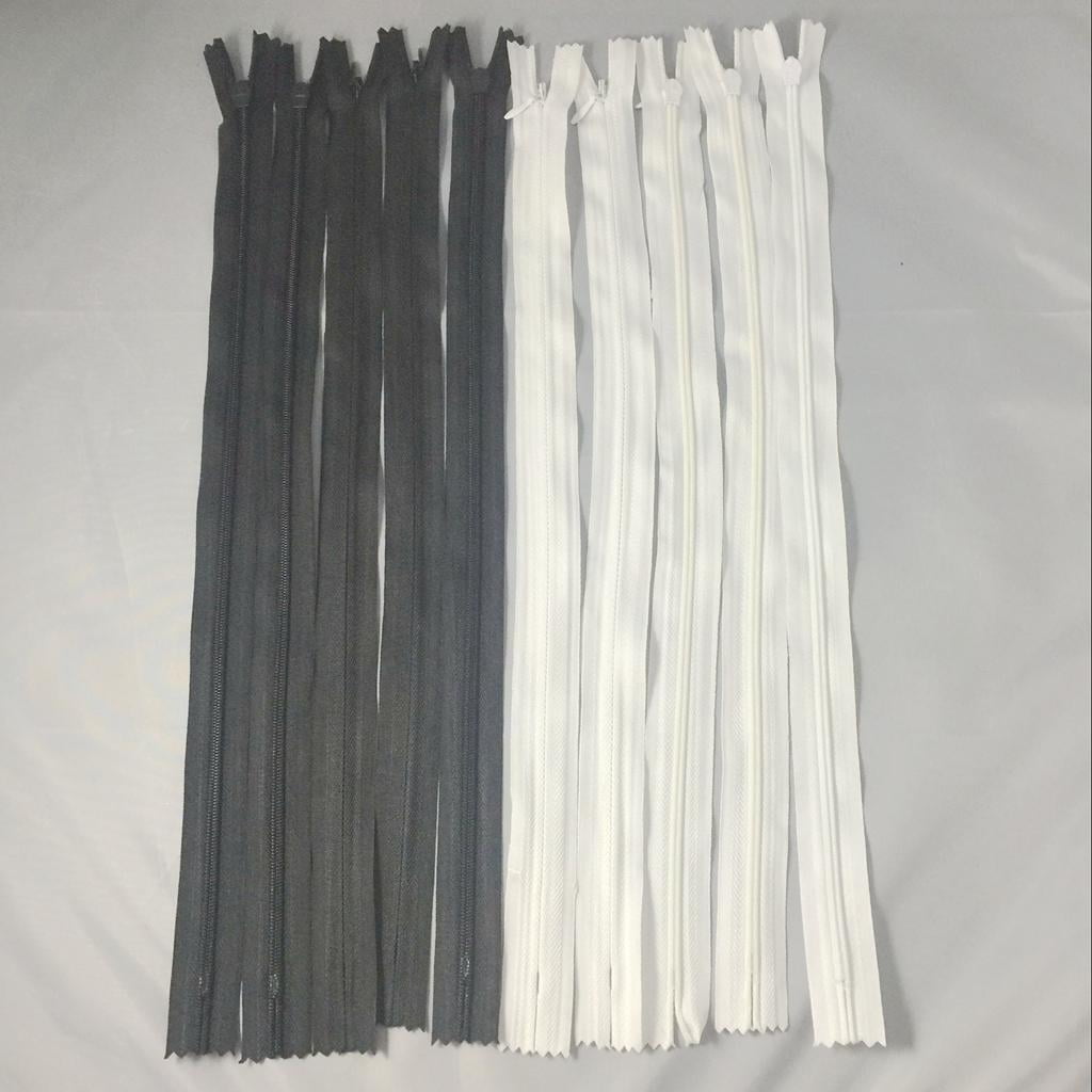 HOMYL 4-5pack 10 Pieces White Black Invisible Nylon Closed End Zip Zippers for Sewing 5 Pcs