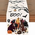 thumbnail image 4 of pdqouc Halloween Table Runner Linen Witch Bat & Cat Halloween Table Cloth Holiday Party Black Letter Printed Pumpkin Dust Décor Gift Home Decorations, 4 of 7