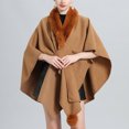 thumbnail image 6 of AUNVITO Women's Winter Poncho Faux Fur Collar Knit Elegant and Warm Winter Style, 6 of 7