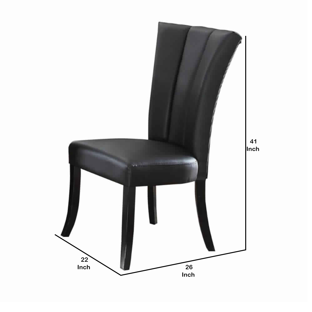 Leather Upholstered Dining Chair In Poplar Wood Set Of 2Black - Saltoro Sherpi