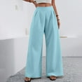 thumbnail image 2 of IDALL Wide Leg Pants Woman High Waisted Pants Wide Leg Tailored Pants For Women Casual High Waist Suit Pants Baggy Pants Womens Pants Blue 2 M, 2 of 8