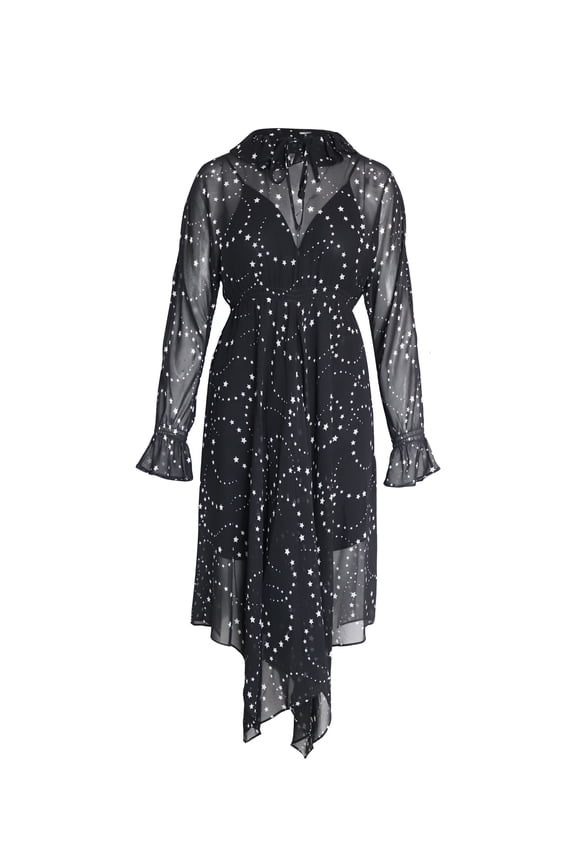 Pre-Owned Maje Star Print Dress in Black Polyester