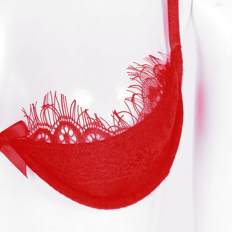 YiZYiF Womens Sheer Lace Lingerie 1/4 Cups Shelf Bra Underwired Push Up Bra  Tops 