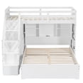 thumbnail image 6 of Harper & Bright Designs L-Shaped Bunk Bed Twin over Full Size with Wardrobe and Bookshelf, Storage Stairway Bunk Bed with USB Charging Station and LED Light for Bedroom, White, 6 of 16