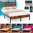 thumbnail image 2 of Base Cama Matrimonial Cabecera Reforzada 750kg Luz LED 7 Colores Contactos USB C App mas Control Acero Madera 207x139x105cm Facil Armado Repisa, 2 of 11