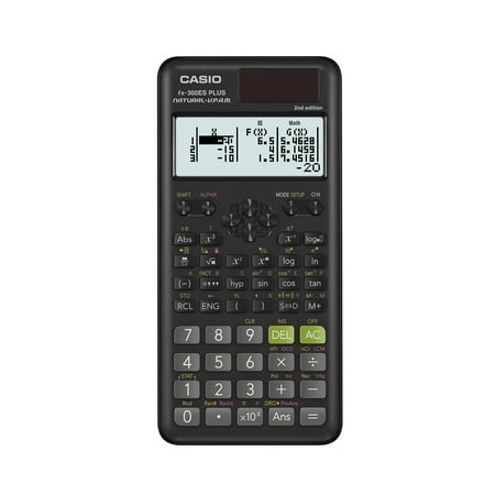 Casio FX-300ESPLUS2 Scientific Calculator Natural Textbook Display  Black The Casio FX-300ESPLUS2 Scientific Calculator has Natural Textbook Display which shows formula and results exactly as they appear in the textbook and offers 252 built-in functions such as fraction calculations  trigonometry  hyperbolic functions and more. This calculator includes a protective hard case and 2-line display for easy reading. Recommended for students taking General Math  Pre-Algebra  Algebra I and II  Geometry  Trigonometry  Statistics  Physics. It is approved for ACT  SAT  AP  PSAT tests. Color of calculator is black.