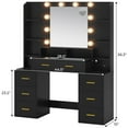 thumbnail image 6 of Amuzer Vanity Desk with Lighted Mirror, Makeup Vanity Table with Charging Station, Drawers, Black, 6 of 7