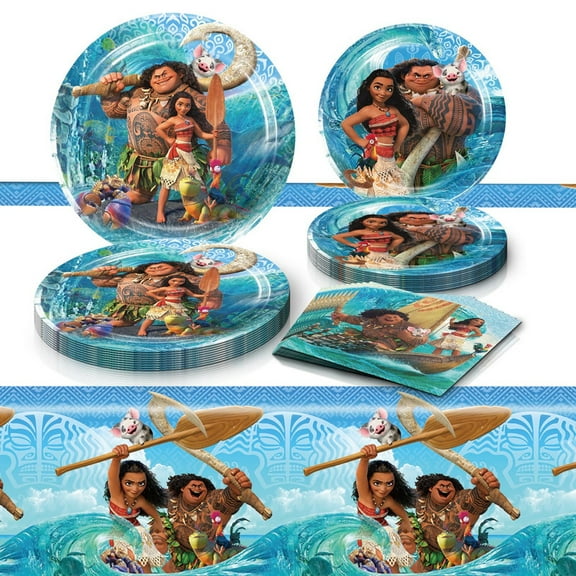 41Pcs Moana Birthday Party Supplies, 20 Plates, 20 Napkins and 1 Tablecover for Moana Party Decorations