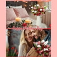 thumbnail image 5 of Fdelink Valentine's Day Decorations, 17-Inch Valentine's Day Floral Arrangement, Artificial Red and White Roses and Berry Flowers, Centerpiece for Valentine's Day Wedding Candlelight Dinner, 5 of 9