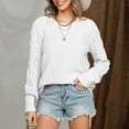 thumbnail image 7 of Annhoo Crochet Sweaters for Women Casual Long Sleeve Crewneck Knitwear Fall Fashion Cutout Pullover Tops, 7 of 7