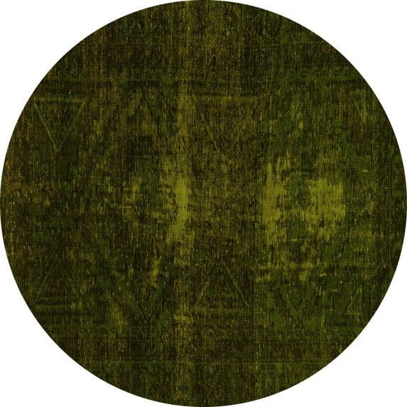 Ahgly Company Machine Washable Indoor Round Persian Yellow Bohemian Area Rugs, 3' Round