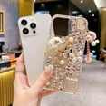 thumbnail image 6 of for iPhone 14 Plus Bling Case, 3D Luxury Sparkle Glitter Diamond Crystal Rhinestone Pumpkin Car Charm Pendant Protective Case Cover for Girls Women (Champagne), 6 of 15