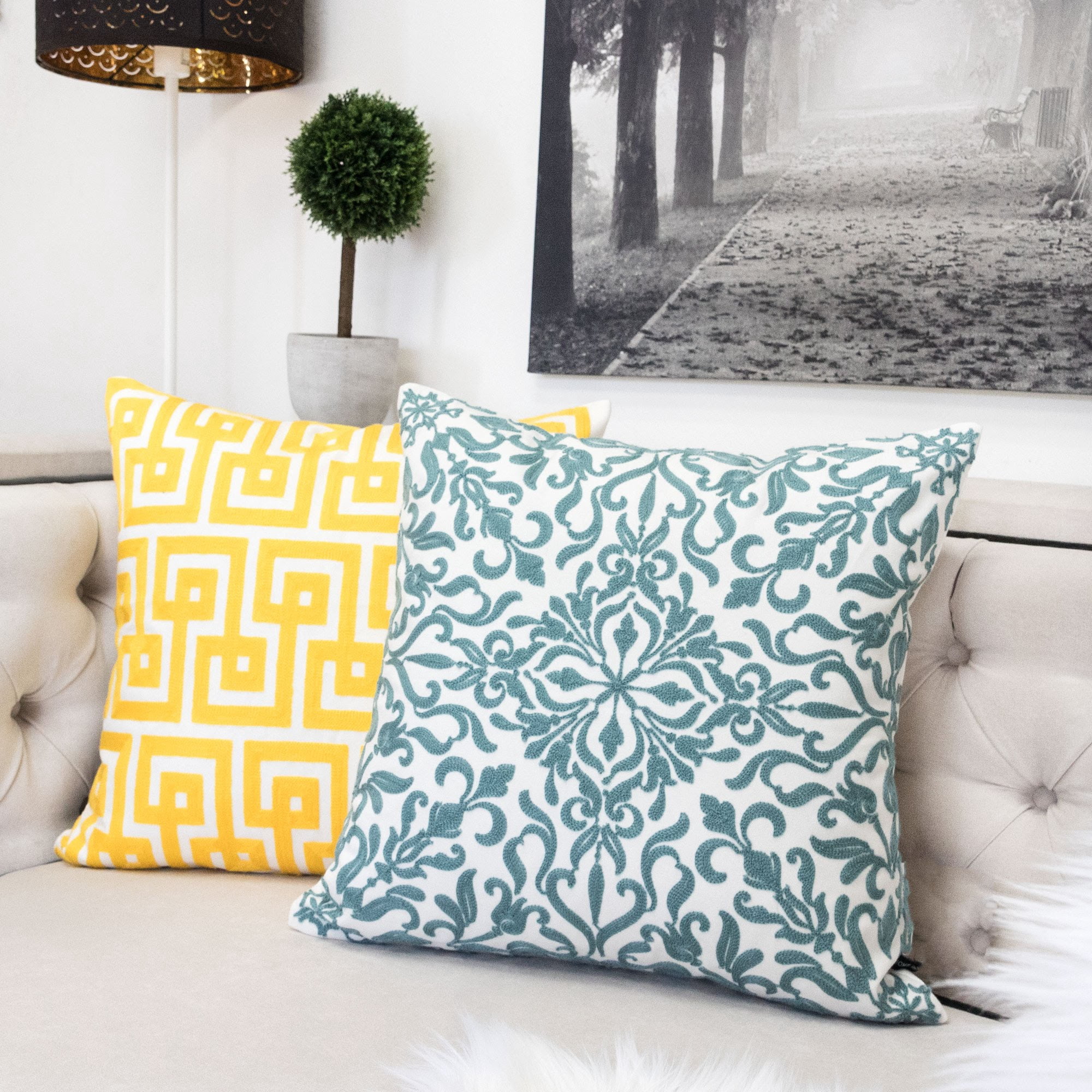 Kelsey Mint Abstract Polyester 18 in. x 18 in. Throw Pillow