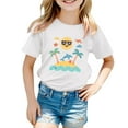 thumbnail image 2 of Toddler T Shirts Girls 2t Cartoon Print Short Sleeve T-Shirt Casual Crew Neck Vacation Tops Clothes for Girls White,150, 2 of 4