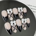 thumbnail image 3 of Uñas postizas adhesivas GJJBQTT de 24 piezas, negras, con moño, strass y perlas, 3 of 7