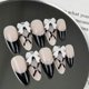 thumbnail image 3 of Uñas postizas adhesivas GJJBQTT de 24 piezas, negras, con moño, strass y perlas, 3 of 7