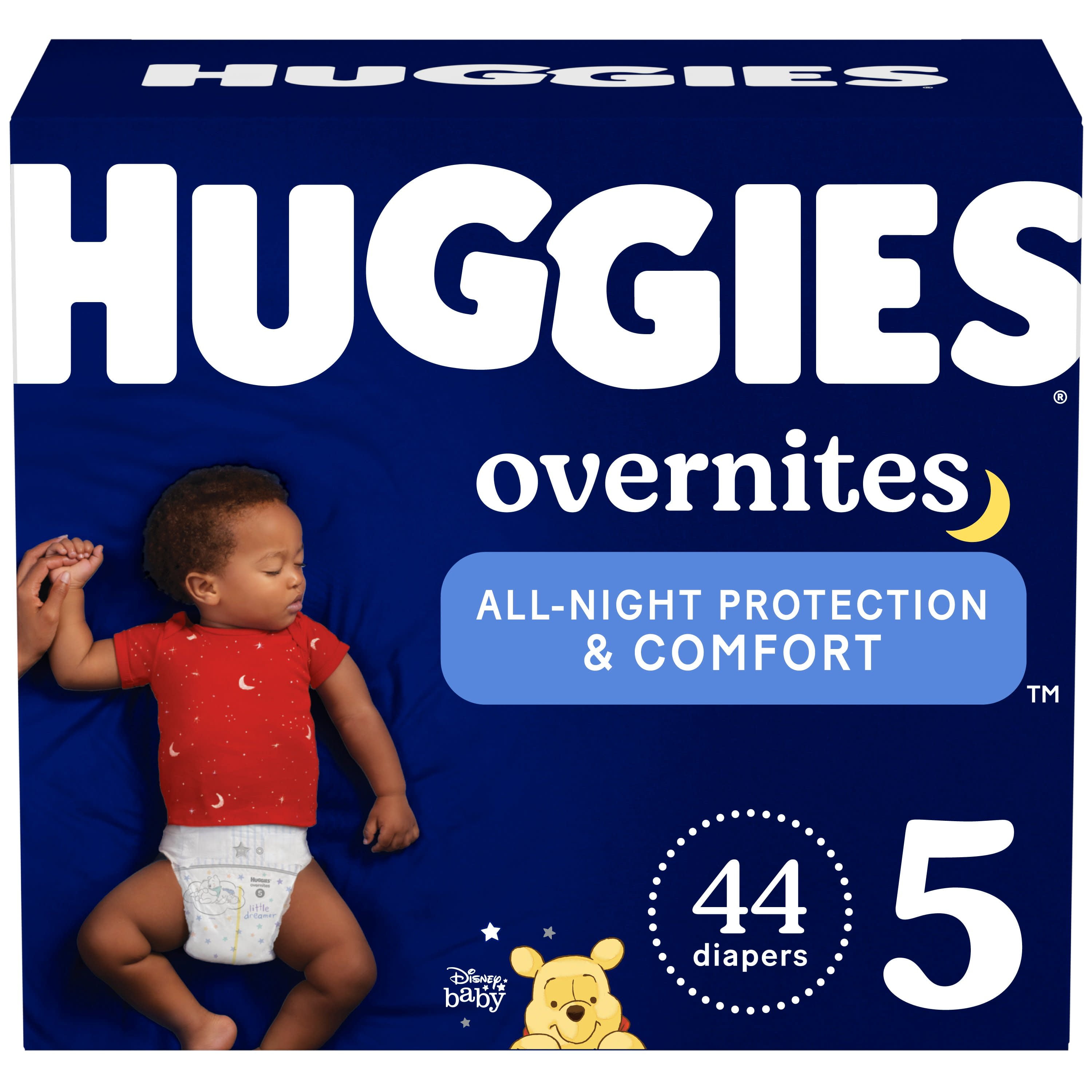 Huggies Overnites Nighttime Baby Diapers, Size 5 (27+ lbs), 44 Ct