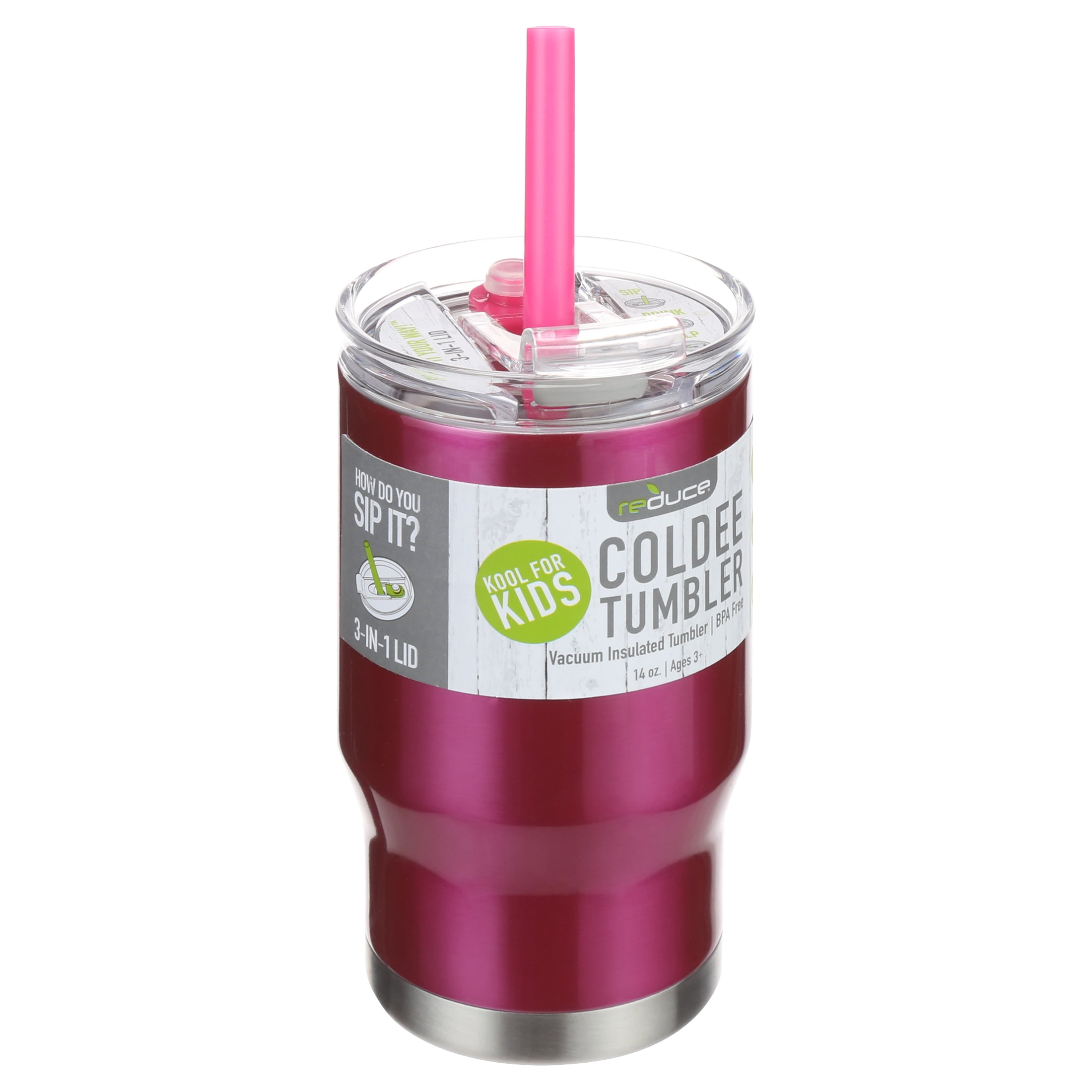 Reduce 14 oz Coldee Tumbler – Reusable Vacuum Insulated  Stainless Steel Cup with Straw and Lid – Small and Perfect for Kids –  Gripster Finish, Morning Rays: Tumblers & Water Glasses