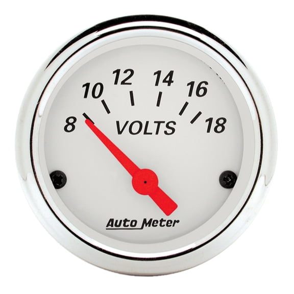 AUTO METER 1391 2IN VOLTMETER, 8-18 VOLTS ELEC, ARCTIC WHITE