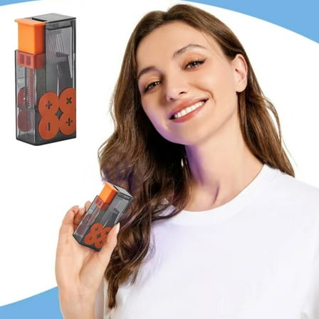 Dental Floss Dispenser, Portable Floss Box, Automatic -Up Floss Holder, Mini Travel Case for Teeth Cleaning, Black Plastic Design