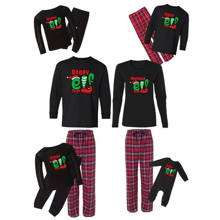 

Awkward Styles Family Christmas Pajamas Set Red Elfs Squad Matching Sleepwear