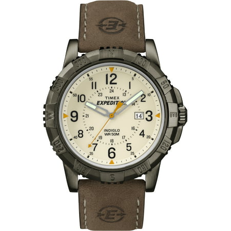 Men's Expedition Rugged Metal Field Natural Dial Watch, Brown Leather