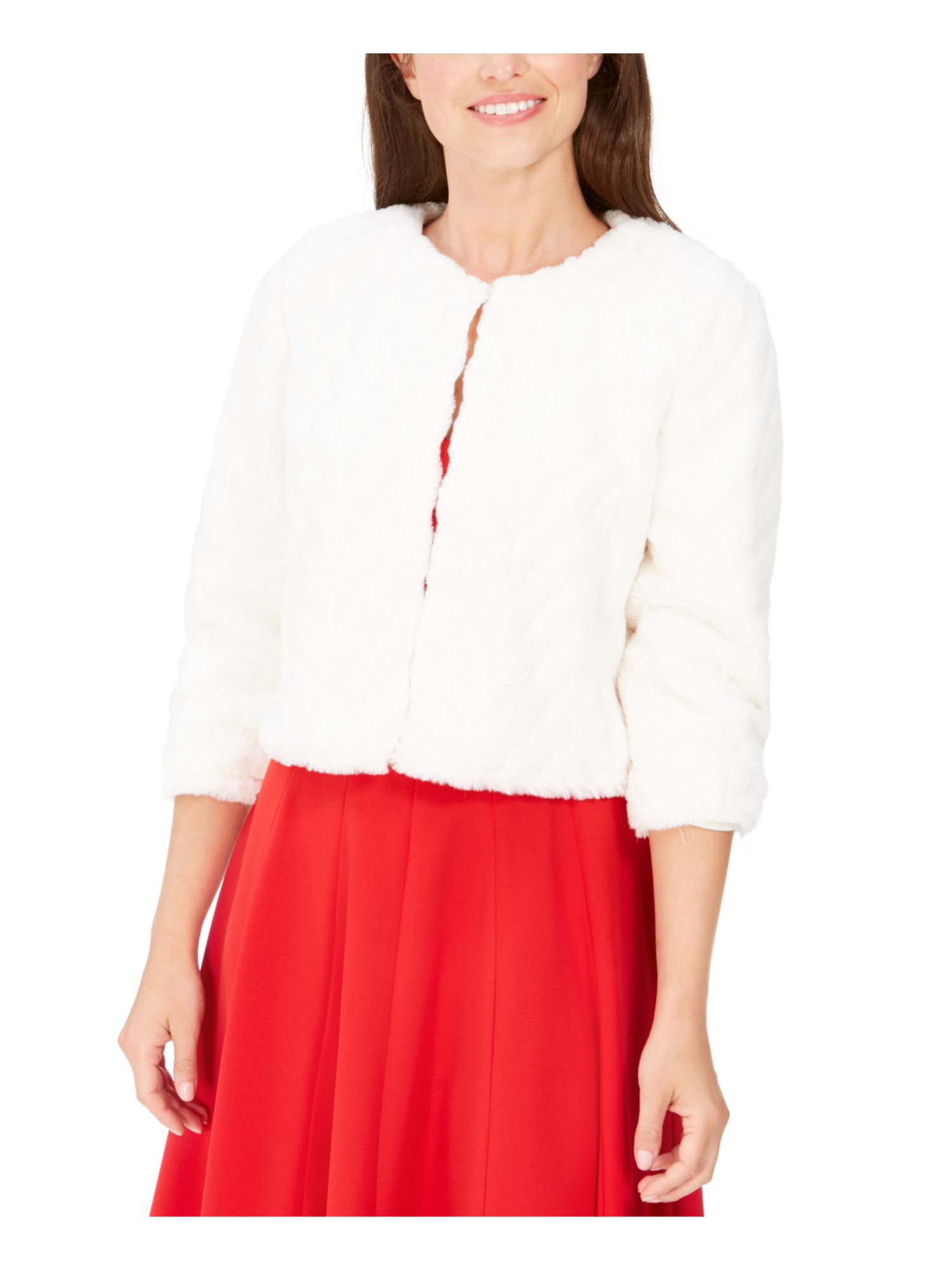 calvin klein faux fur coat white