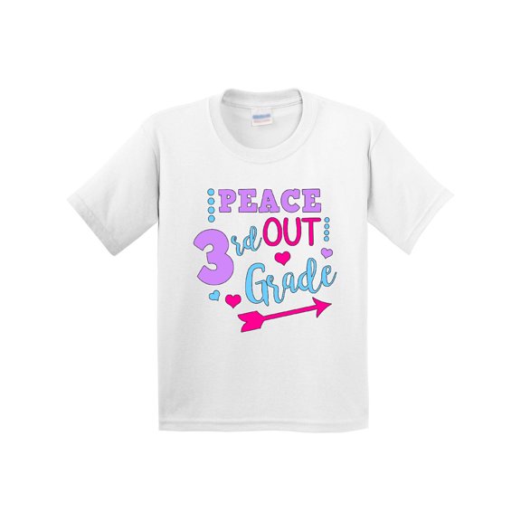 Inktastic Peace out 3rd Grade with Hearts Arrow and Dots Youth T-Shirt