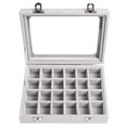 thumbnail image 2 of zttd clear lid velvet 24 grid jewelry organizer box stackable tray earring display showcase lockable, 2 of 5