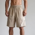 thumbnail image 4 of Men's Baggy Sweat Shorts Lightweight Cotton Under Knee Casual Drawstring Lounge Workout Gym Shorts Big and Tall Size S-3XL Khaki, 4 of 7