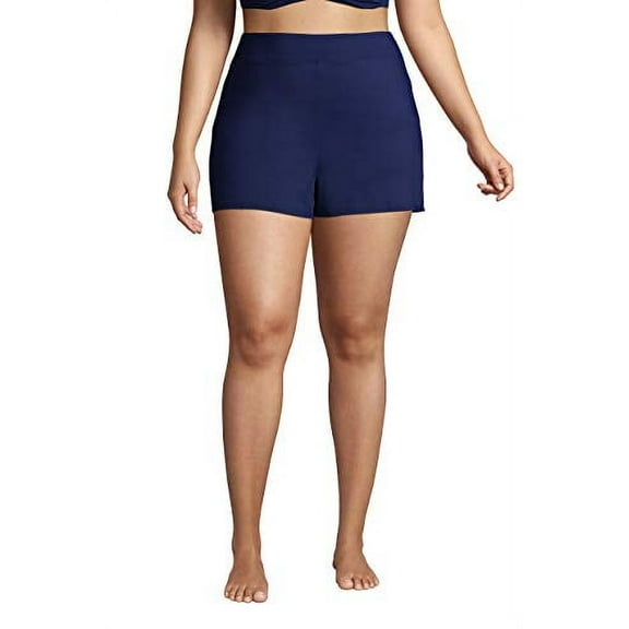 Lands' End Womens Chlorine Resistant Swim Short Control Deep Sea Navy Plus 26w